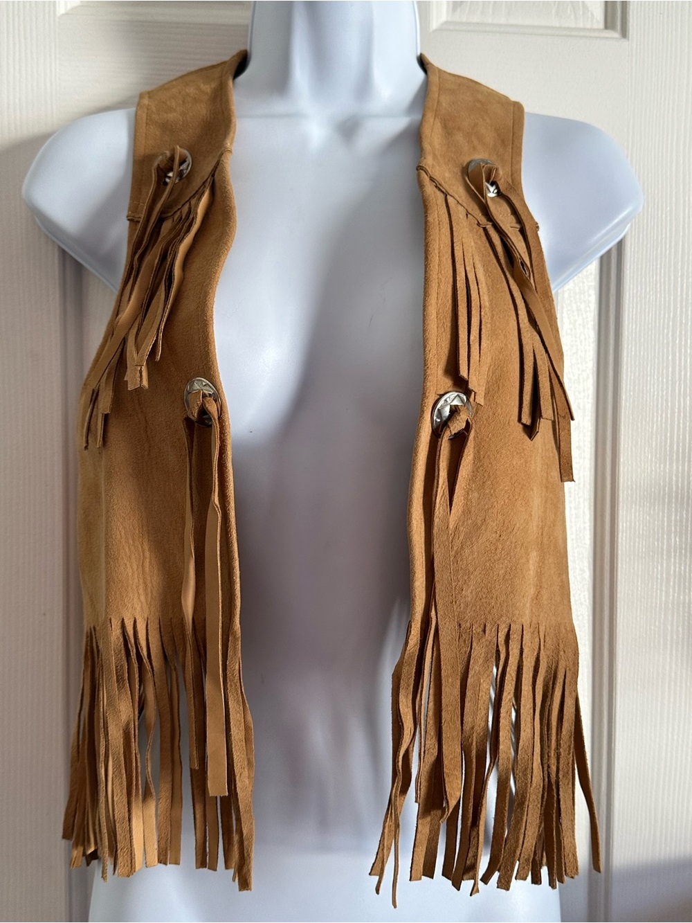 Kids Tan Suede Fringe Vest